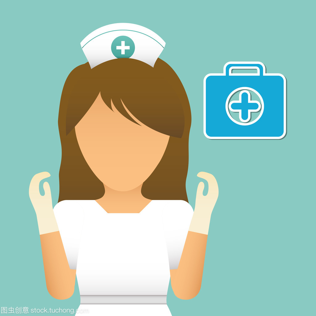 医疗护理服务设计中的护士图标 纯白背景下的隔离护理象征